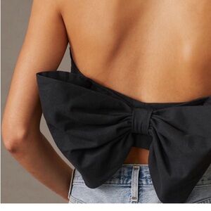 Hutch Black linen blend tube top with Statement Bow